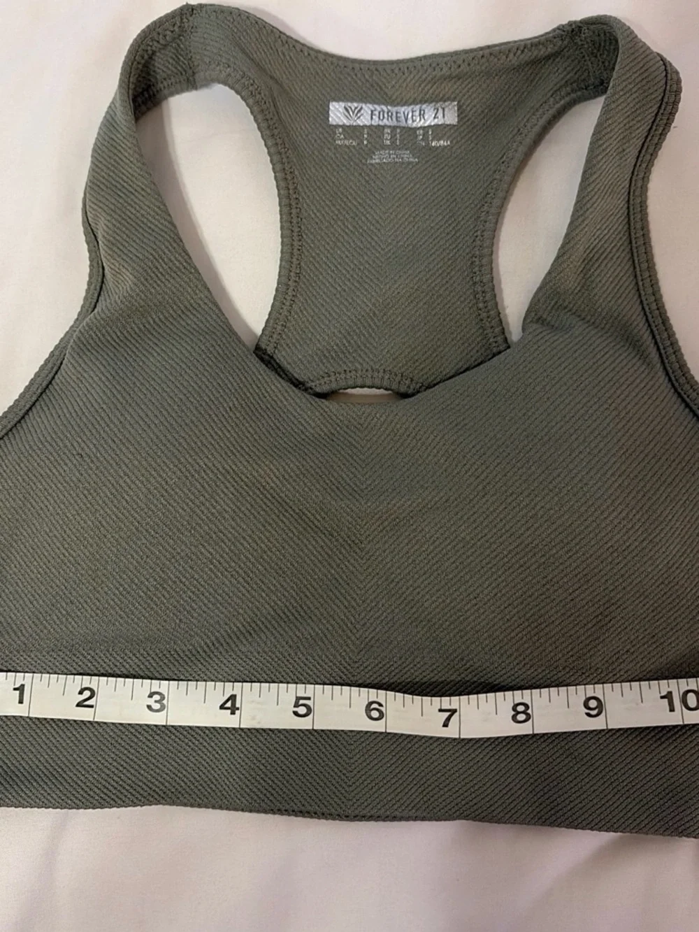 Forever 21 Olive Ribbed Racerback Sports Bralette